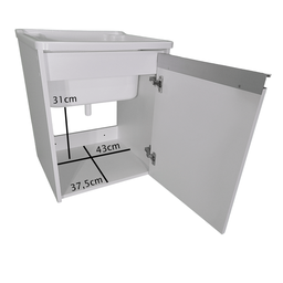 Tanque Lavanderia 26l Gabinete Mdf Suspenso Suporte Torneira de Bancada - 4