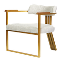 Ver imagem 4 de Kit 02 Poltronas Oregon Braço Madeira Linho Bege Estrutura Dourado