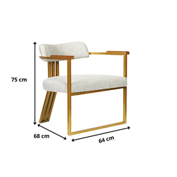 Kit 02 Poltronas Oregon Braço Madeira Linho Bege Estrutura Dourado - 9