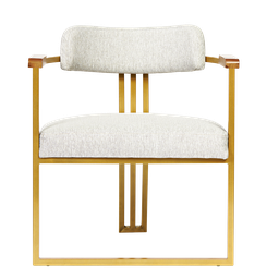 Kit 02 Poltronas Oregon Braço Madeira Linho Bege Estrutura Dourado - 5