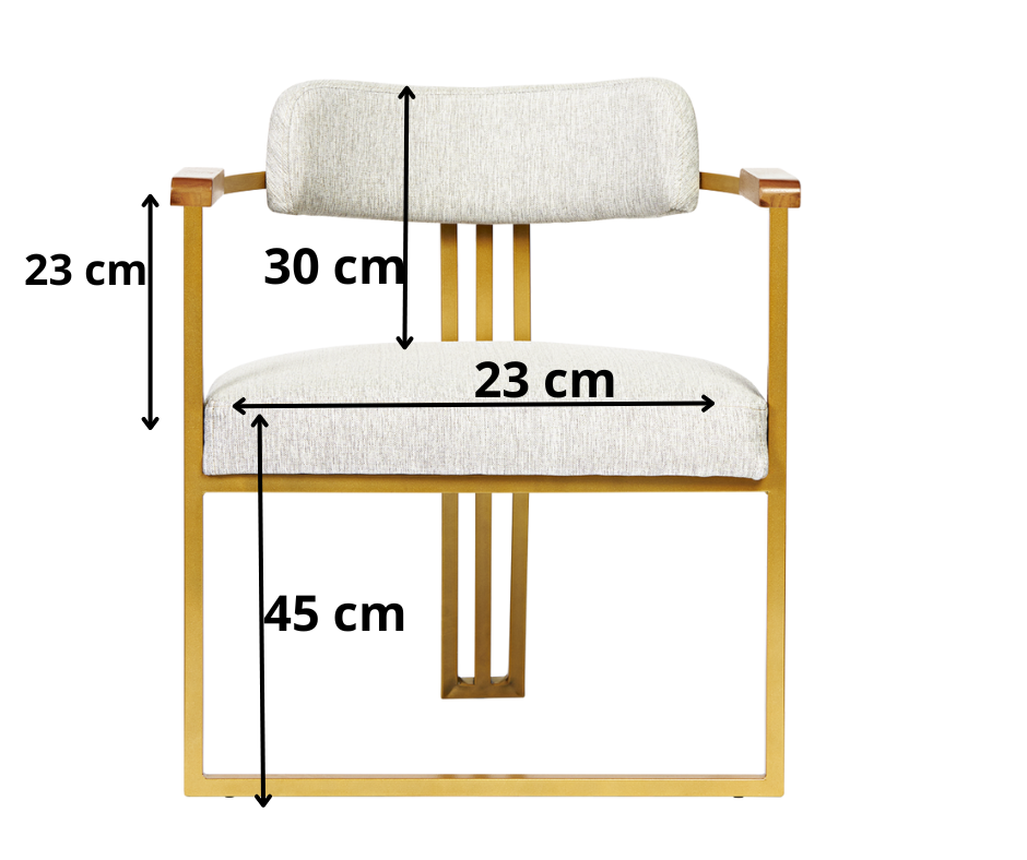 Kit 02 Poltronas Oregon Braço Madeira Linho Bege Estrutura Dourado - 8