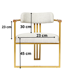 Kit 02 Poltronas Oregon Braço Madeira Linho Bege Estrutura Dourado - 8