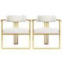 Ver imagem 1 de Kit 02 Poltronas Oregon Braço Madeira Linho Bege Estrutura Dourado