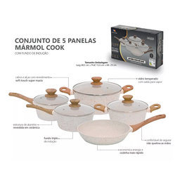 Conjunto De Panelas Ceramica Antiaderente Fundo Triplo Indução Com Tampa De Vidro Mimo Style Linha M - 2