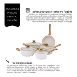 Conjunto De Panelas Ceramica Antiaderente Fundo Triplo Indução Com Tampa De Vidro Mimo Style Linha M - 7