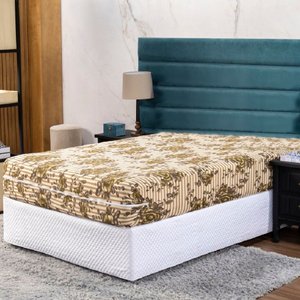 Capa de Colchão Queen 30cm com Zíper Protetor de Malha Estampada 1 Peça:2 Flor Bege