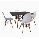 Ver imagem 1 de Conjunto Mesa Jantar Quadrada Eiffel 90cm Preto Mdf + 4 Cadeiras Charles Eames Brancas
