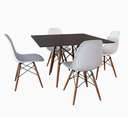 Ver imagem 1 de Conjunto Mesa Jantar Quadrada Eiffel 90cm Preto Mdf + 4 Cadeiras Charles Eames Brancas