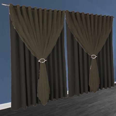 cortina blackout Fiori em tecido 6,00 x 2,80 c/voal marrom