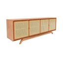 Ver imagem 2 de Balcão Buffet Ricco 220 Cm Laminado 4 Portas com Palhinha Amêndoa