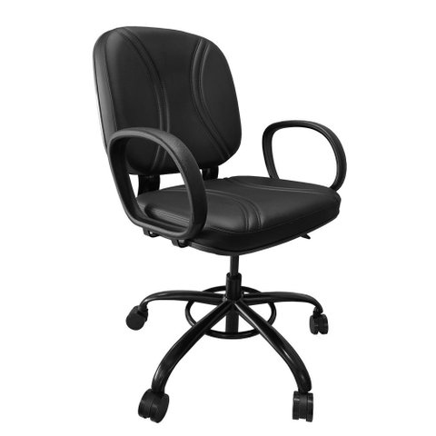 Cadeira de Escritorio Giratoria Reforçada para Obeso com Regulagem de Altura Suporta até 200kg Preta