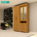 Ver imagem 2 de Guarda Roupa Solteiro 100% Mdf 4 Portas 3 Gavetas com Espelho Débora Acp Móveis Cinamomo