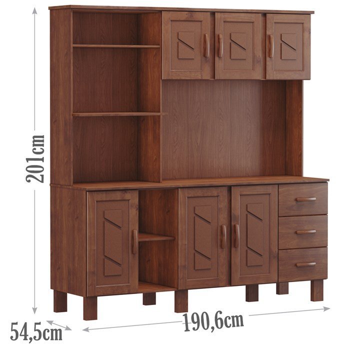 Cozinha Compacta 6 Pt 1266 Cobre Imbuia Mdf/madeira Maciça Fnt - 6