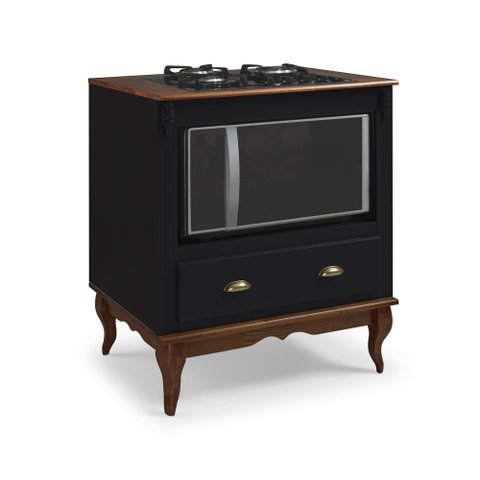 Balcão Cooktop Hannover 80cm com Nicho para Forno - 60716 Mmj-lz Lz-preto/imbuia