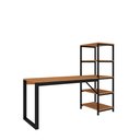 Ver imagem 4 de Escrivaninha Home Office com Estante Lateral Canela Preta Moderna Compacta