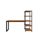Ver imagem 3 de Escrivaninha Home Office com Estante Lateral Canela Preta Moderna Compacta