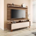 Ver imagem 4 de Kit Bancada Alba e Painel Curv TV até 70 Pés Madeira Maciça Castanho Off White