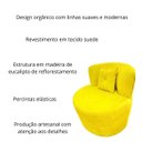 Ver imagem 3 de Poltrona Decorativa Orgânica Sala Recepção Suede Amarelo + Almofada