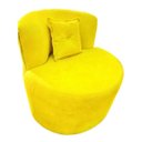 Ver imagem 4 de Poltrona Decorativa Orgânica Sala Recepção Suede Amarelo + Almofada