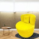 Ver imagem 2 de Poltrona Decorativa Orgânica Sala Recepção Suede Amarelo + Almofada
