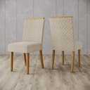 Ver imagem 7 de Conjunto Sala de Jantar Mesa com Vidro 6 Cadeiras Solus Off White/Nature/Linho