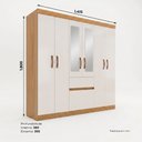 Ver imagem 3 de Guarda-Roupa 06 Portas 02 Gavetas com Espelho Cinamomo/Off White Alexandre 