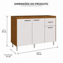 Ver imagem 5 de Balcão sem Tampo 3 Portas 1 Gaveta Pop Indekes 118cm