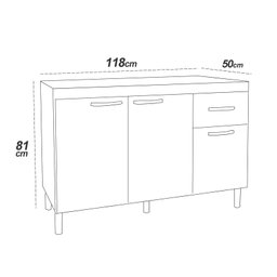 Balcão Plus Pia 120 Gabinete Armário Sem Tampo Off White - 2