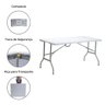 Mesa Dobrável Portátil De Plástico Que Vira Maleta Para Camping 180X60cm Branco - 1
