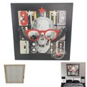 Ver imagem 1 de Quadro Rockstar Caveira Banda Musica Moldura 50x50 Enfeite Sala Quarto Parede Decoraçao