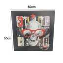 Ver imagem 2 de Quadro Rockstar Caveira Banda Musica Moldura 50x50 Enfeite Sala Quarto Parede Decoraçao