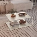 Ver imagem 3 de Mesa de Centro para Sala de Estar 80cm Orgânica Industrial Alek A03 Off White - Lyam Decor