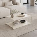 Ver imagem 2 de Mesa de Centro para Sala de Estar 80cm Orgânica Industrial Alek A03 Off White - Lyam Decor
