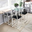 Ver imagem 1 de Conjunto Mesa Vidro 4 Cadeiras Pequena Estofado Industrial White