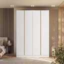 Ver imagem 1 de Roupeiro Línea MDF 160,5x230cm 4 Portas 2 Gavetas Branco/Peroba 1312