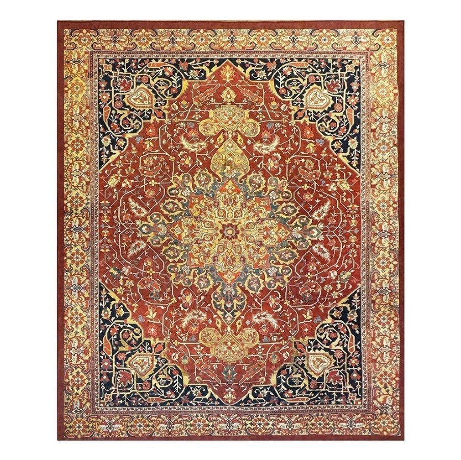 Tapete Sala 240x350 Classico Oriental Kashan Vermelho Preto