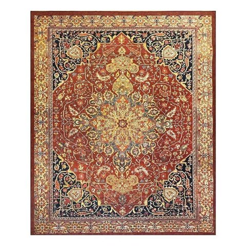 Tapete Sala 240x350 Classico Oriental Kashan Vermelho Preto