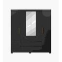 Ver imagem 2 de Guarda-roupa Casal 4 Portas Cádis com Espelho 2 Gavetas Preto Prime Tx/amêndola Touch | 217cm | Mdp