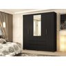 Guarda-roupa Casal 4 Portas Cádis com Espelho 2 Gavetas Preto Prime Tx/amêndola Touch | 217cm | Mdp - 1