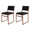 Ver imagem 1 de Kit 2 Cadeiras de Jantar Industrial Isa Assento Estofado Veludo Preto Base Cobre