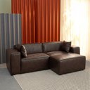 Ver imagem 1 de Conjunto Sofá 220cm e Puff 80cm Baobá CabeCasa MadeiraOriginals Marrom Courino Castanho