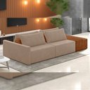 Ver imagem 2 de Sofá Ilha Modular para Sala 252cm com Puff Dublin K01 Veludo Bege Sintético Caramelo - Lyam Decor