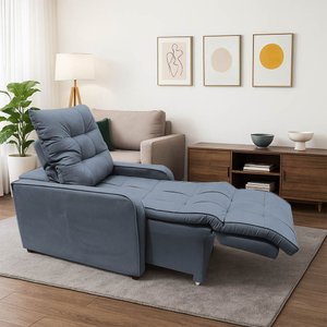 Poltrona Graça Cadeira Papai Mamãe Idoso Reclinável e Retrátil Cinza