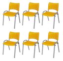 Ver imagem 2 de Cadeira Iso Base Cinza Escola, Escritório Amarelo Kit 6 Un