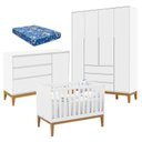 Ver imagem 1 de Quarto de Bebê Nature Clean 4 Portas com Berço Unique Branco Soft Eco Wood e Colchão Ortobom –