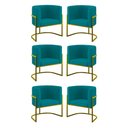 Ver imagem 1 de Kit 06 Cadeiras Poltrona Lua Gold para Sala Quarto Balaqui Cor:azul Turquesa