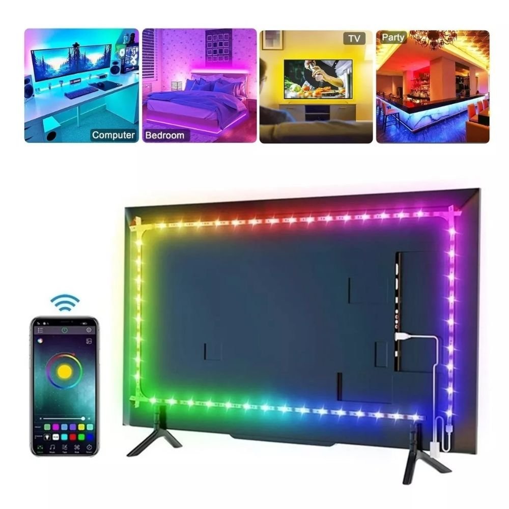 Fita Led Smart RGB Colorida para TV 5 metros com Bluetooth - 2