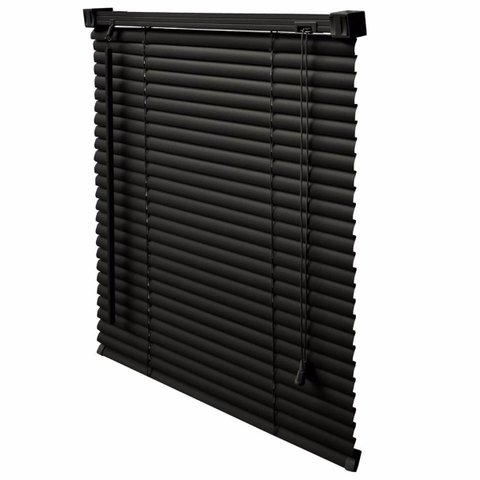 Persiana Horizontal Cortina PVC Preta 60 (L) x 80 (A) cm 0,60 x 0,80 Completa C/ Kit de Instalação