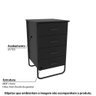 Gaveteiro Industrial Foster com 4 Gavetas - Preto - 2