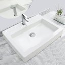 Ver imagem 1 de Kit Cuba Pia Louça Cerâmica Banheiro C/ Torneira e Válv S05